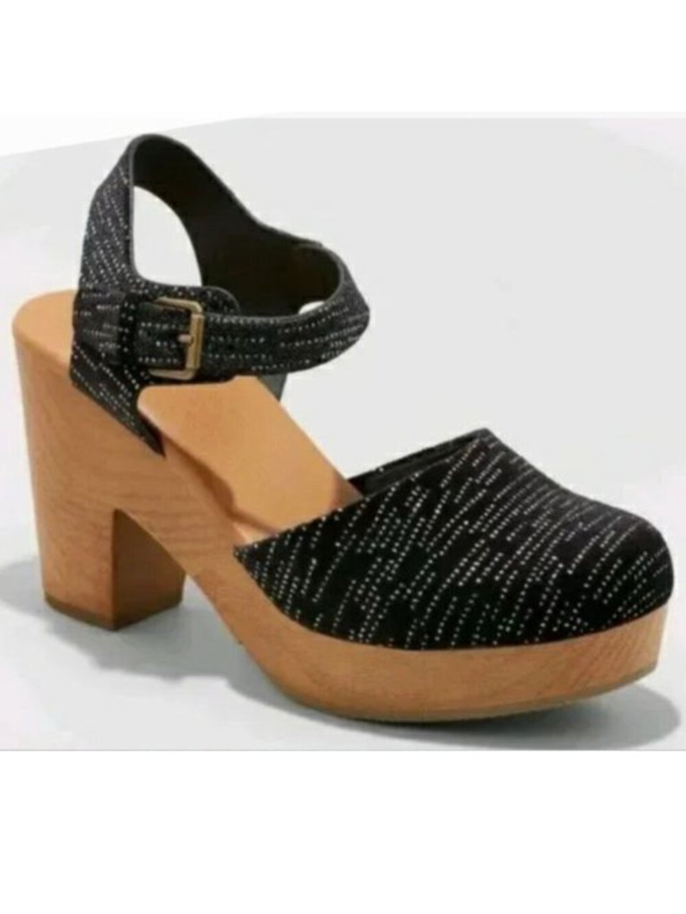 Target Universal Thread Marcia Black Sparkle Velvet Heeled Clog Women's Size 9.5 - Picture 1 of 13